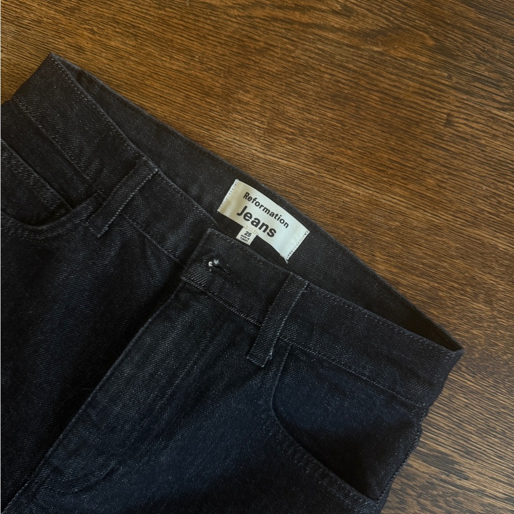NWOT Reformation Black Straight-Leg Jeans